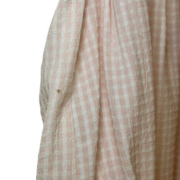80s Vintage Cottage Core Midi Dress Crochet Vest Pastel Pink Gingham Prairie - Picture 7 of 10